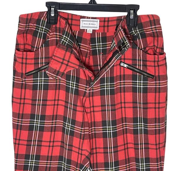 RVCA x STELLA MAXWELL Ramone Red Plaid Midrise Pant size 28 - Picture 6 of 7
